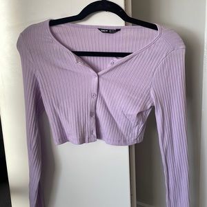 Purple button up crop top *worn once*